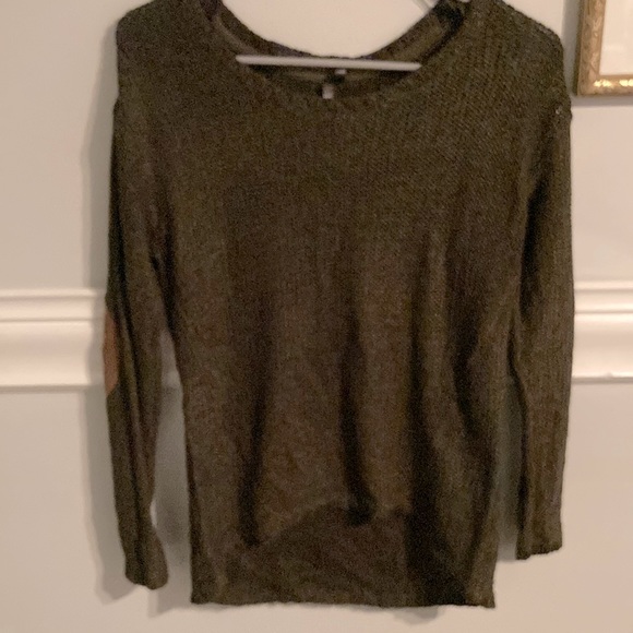 High-low deep green sweater with elbow pads - Picture 1 of 2